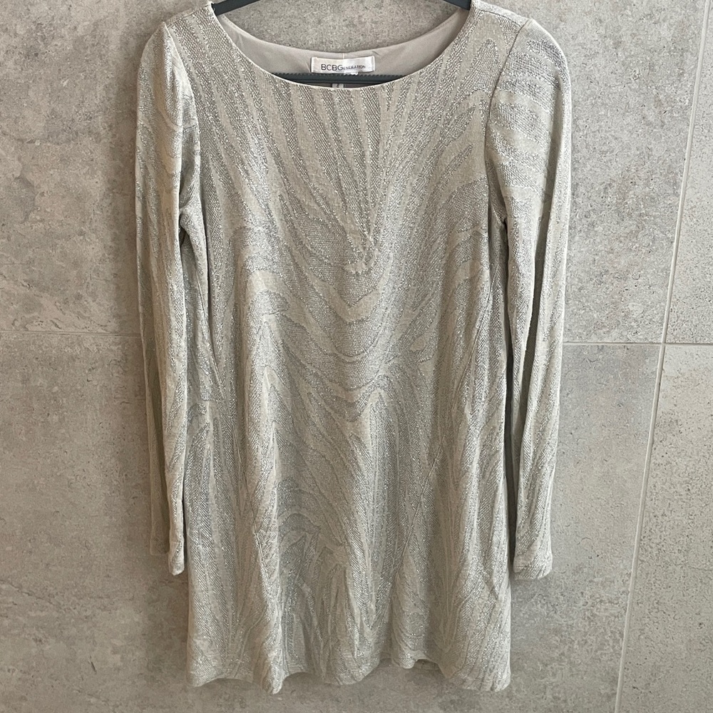 BCBGeneration Metallic Long Sleeve Dress